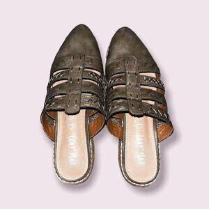 MI IM Loafer Slides Stone Brown Tan Stacked Heel Comfortable Shoes Womens Size 6